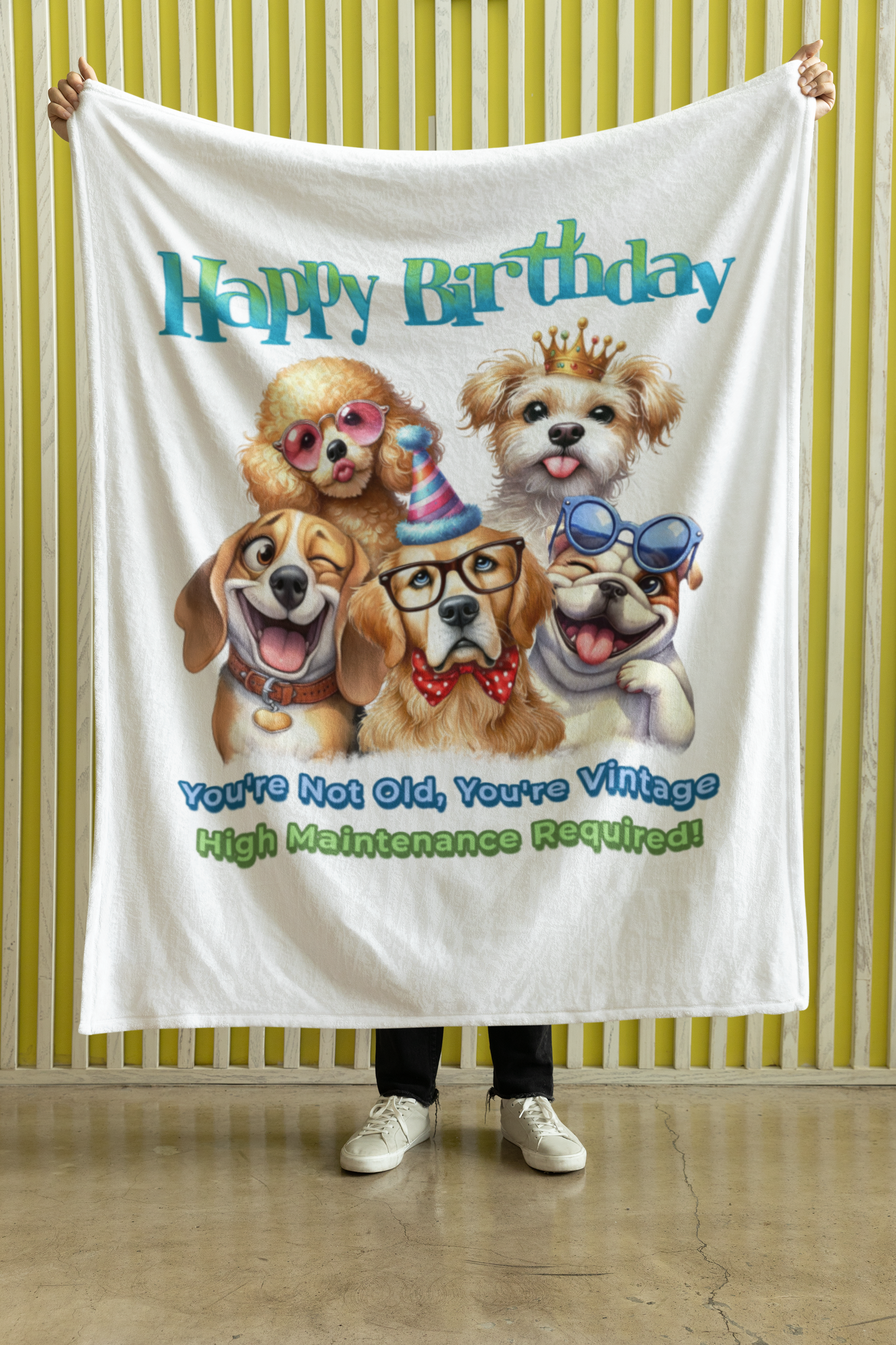 Happy Birthday Dogs Blanket – Funny Vintage Gift for Dog Lovers