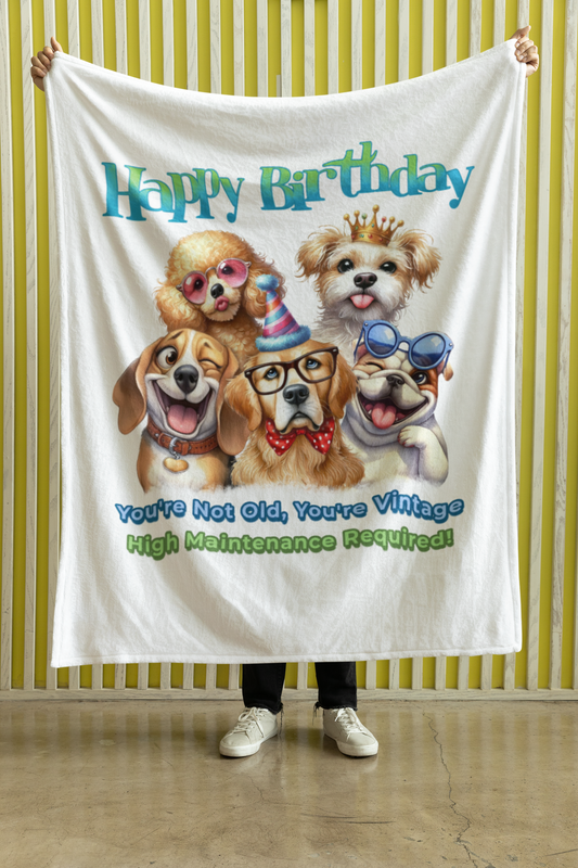 Happy Birthday Dogs Blanket – Funny Vintage Gift for Dog Lovers