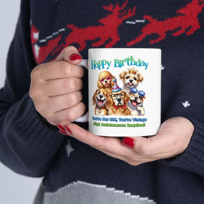 Vintage Birthday Dog Mug – Funny Gift for Dog Lovers & Divas