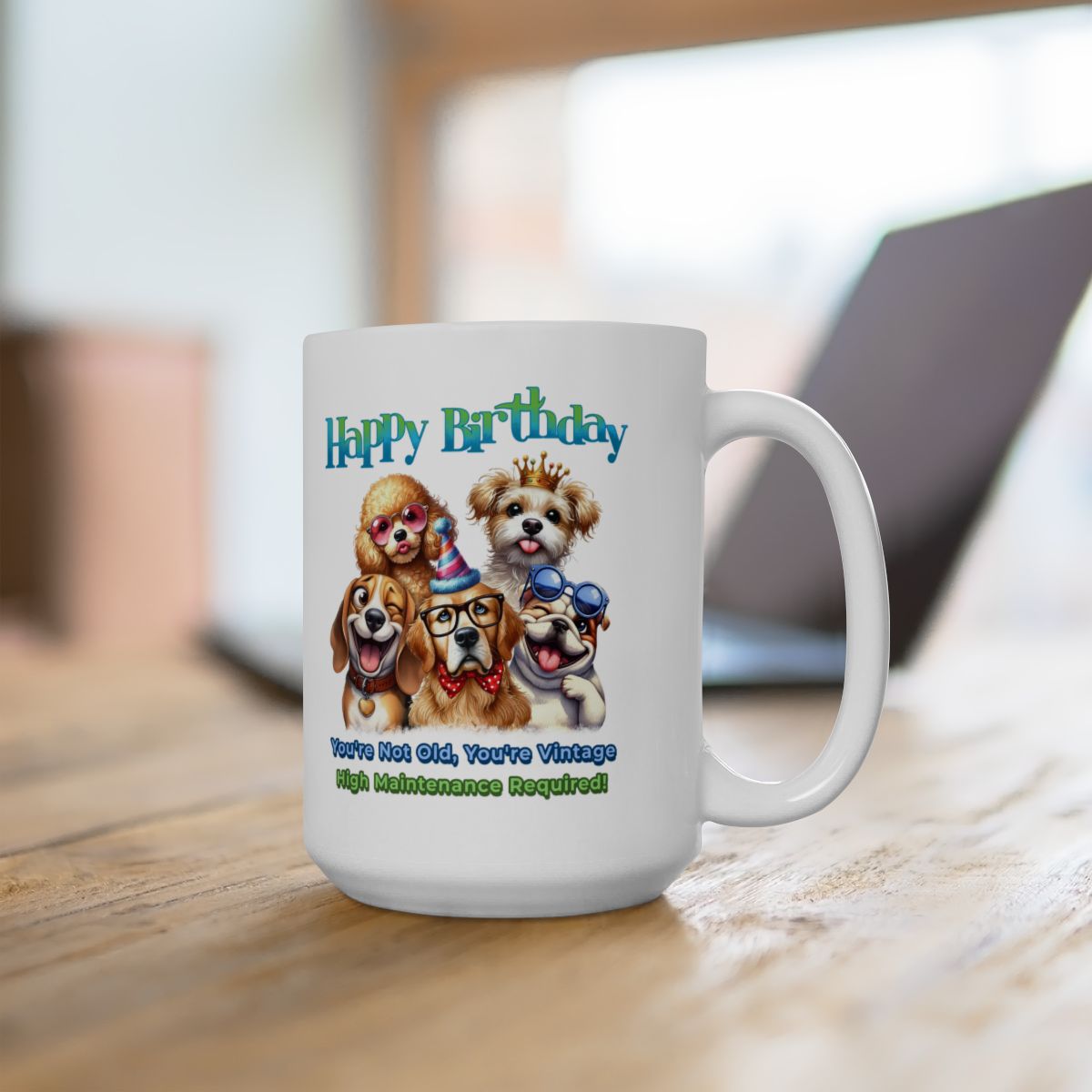 Vintage Birthday Dog Mug – Funny Gift for Dog Lovers & Divas