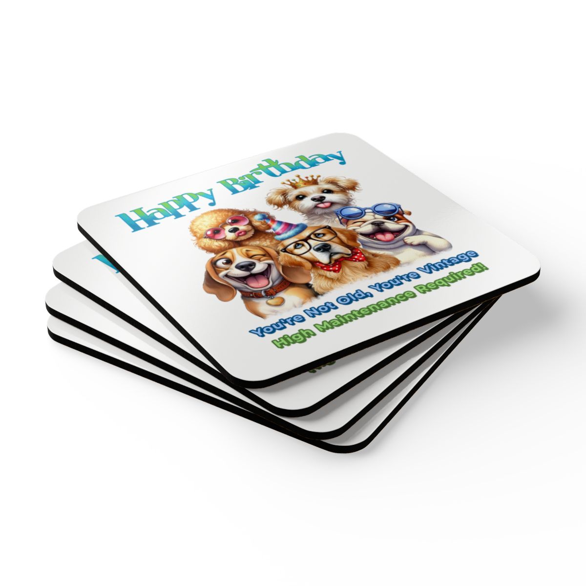 Funny Dog Birthday Coaster Set – You’re Not Old, You’re Vintage