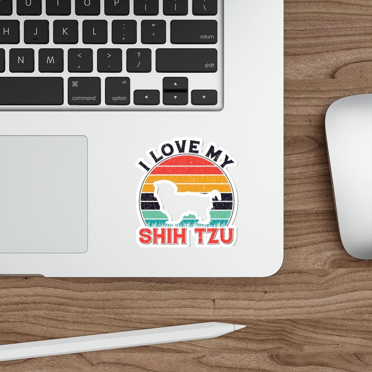 I Love My Shih Tzu With Rainbow Die-Cut Stickers - Shih Tzu Gifts