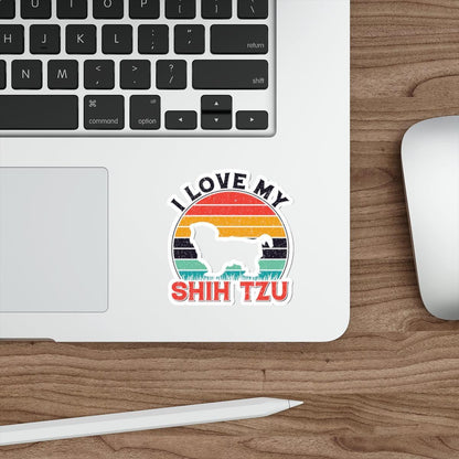 I Love My Shih Tzu With Rainbow Die-Cut Stickers - Shih Tzu Gifts