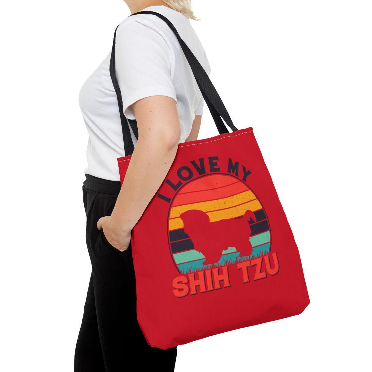 I Love My Shih Tzu With Rainbow Tote Bag - Shih Tzu Gifts