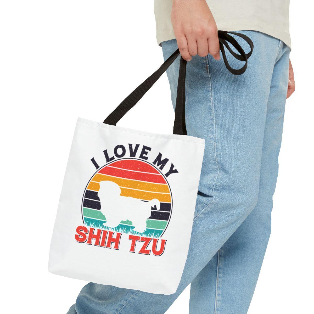 I Love My Shih Tzu With Rainbow Tote Bag - Shih Tzu Gifts