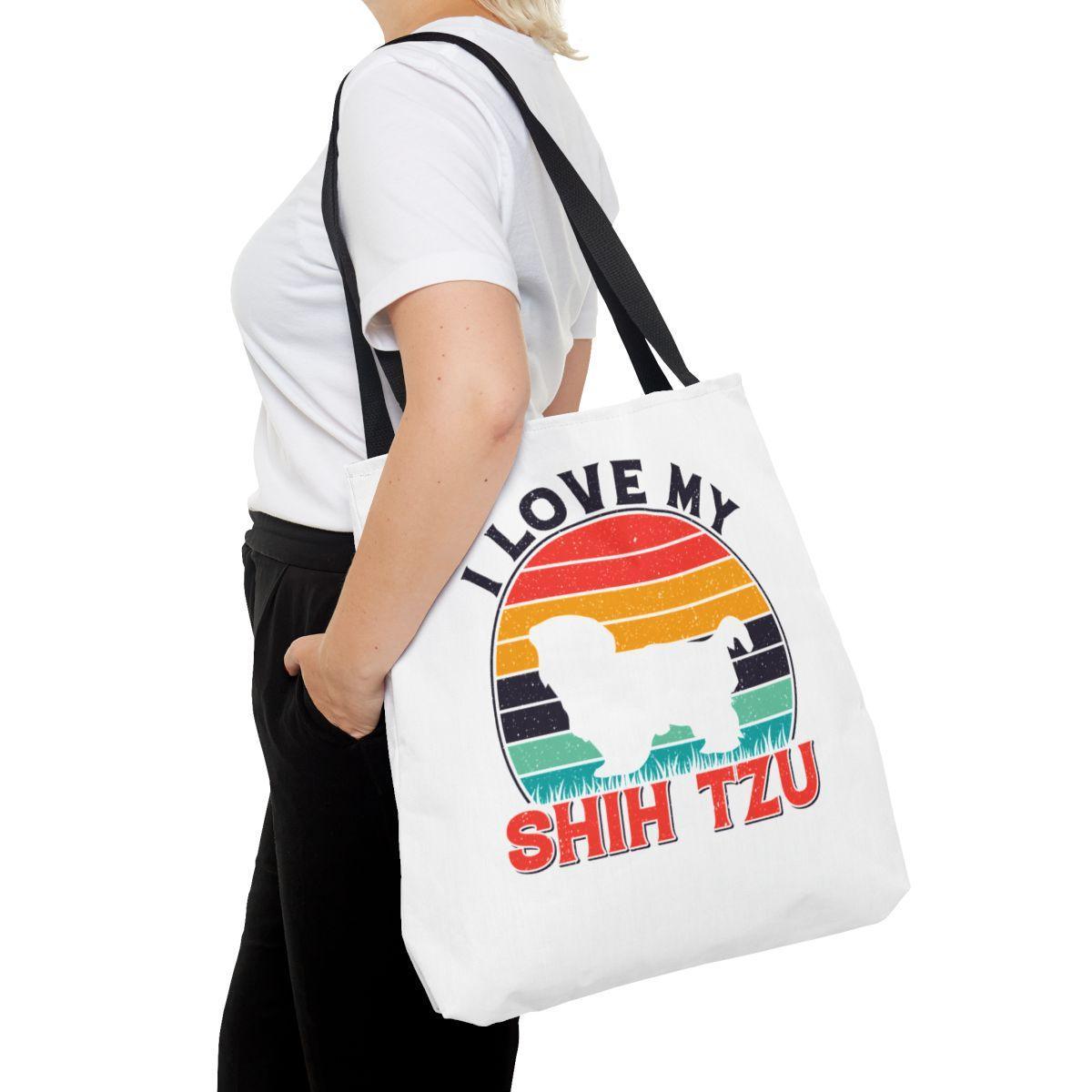 I Love My Shih Tzu With Rainbow Tote Bag - Shih Tzu Gifts