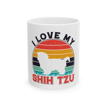 I Love My Shih Tzu With Rainbow Ceramic Mug - Shih Tzu Gifts