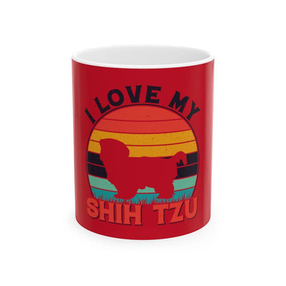 I Love My Shih Tzu With Rainbow Ceramic Mug - Shih Tzu Gifts