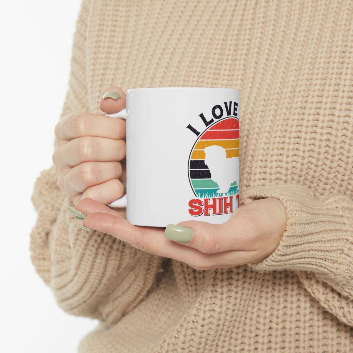 I Love My Shih Tzu With Rainbow Ceramic Mug - Shih Tzu Gifts