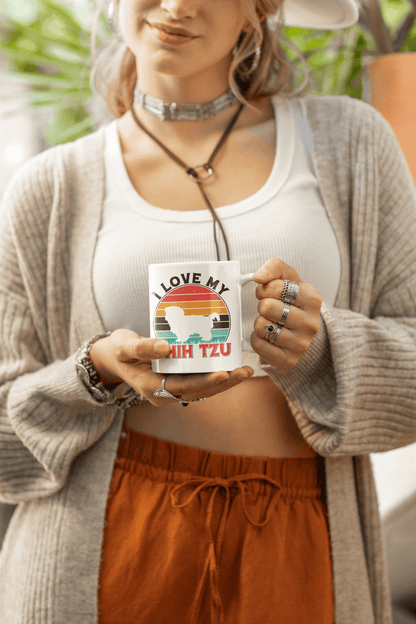 I Love My Shih Tzu With Rainbow Ceramic Mug - Shih Tzu Gifts