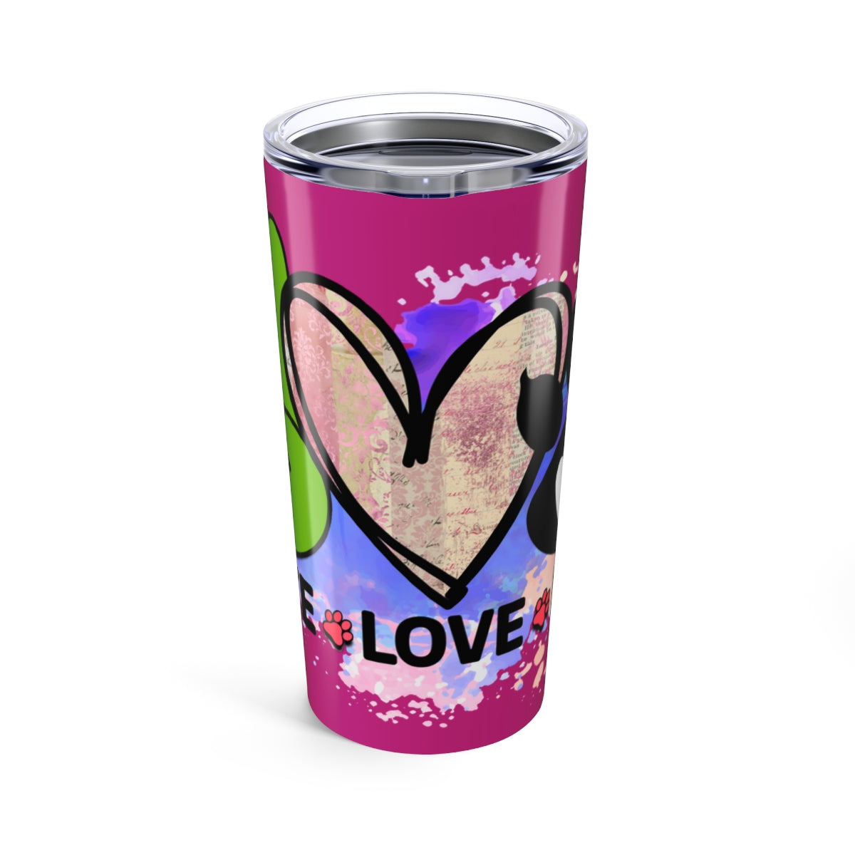 Peace Love Dogs Tumbler - 20oz Insulated Cup, Gift for Dog Lovers