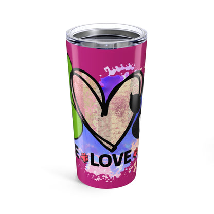 Peace Love Dogs Tumbler - 20oz Insulated Cup, Gift for Dog Lovers