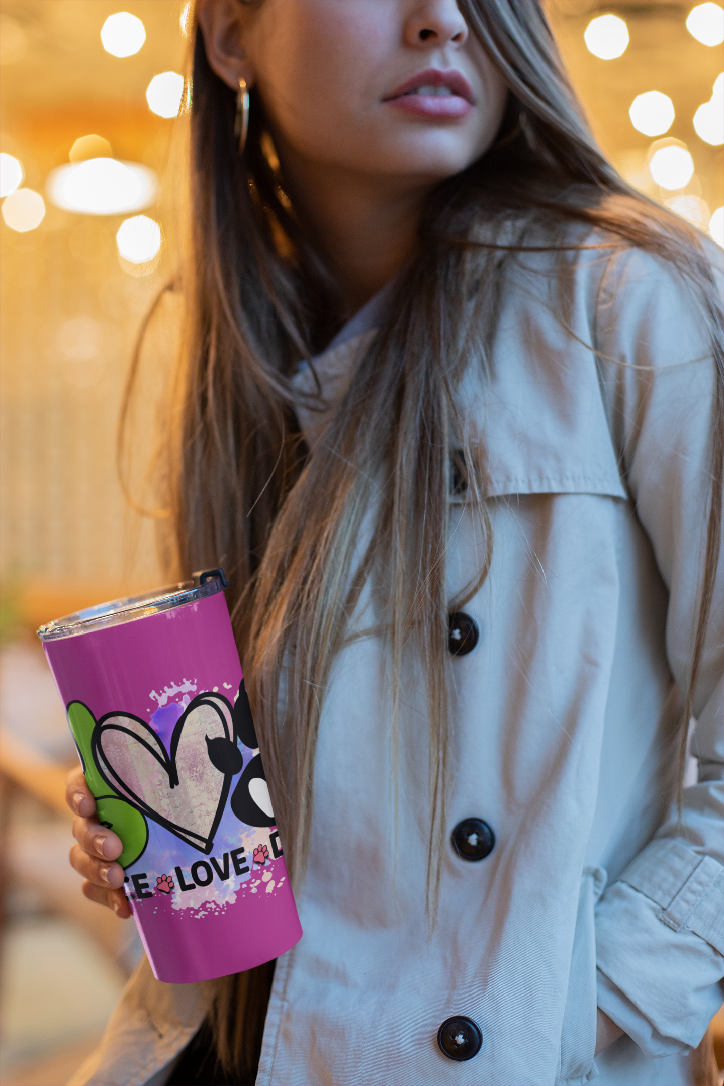Peace Love Dogs Tumbler - 20oz Insulated Cup, Gift for Dog Lovers