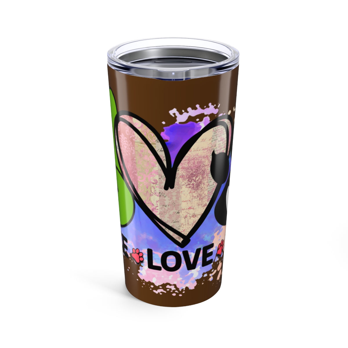 Peace Love Dogs Tumbler - 20oz Insulated Cup, Gift for Dog Lovers
