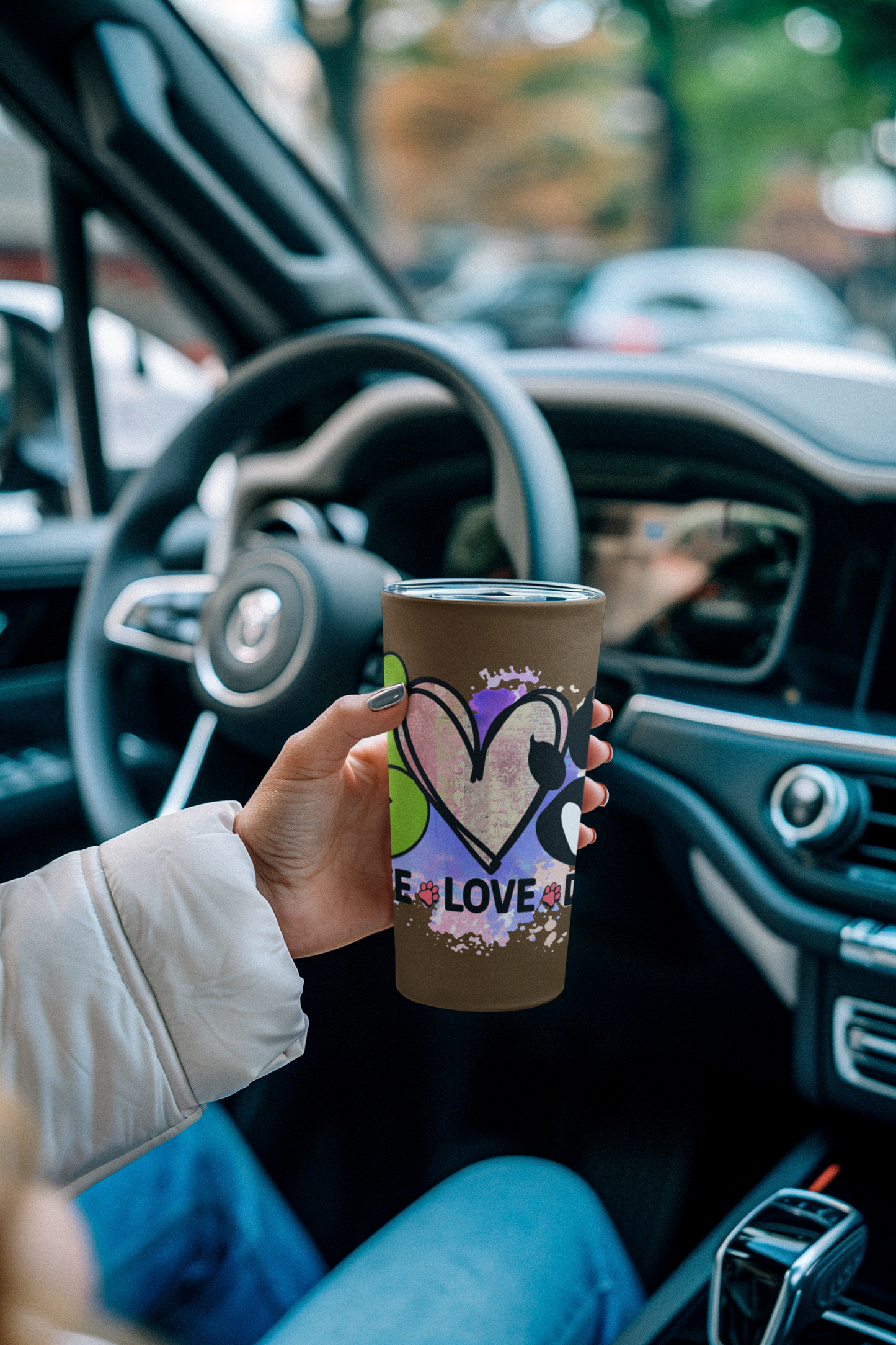Peace Love Dogs Tumbler - 20oz Insulated Cup, Gift for Dog Lovers