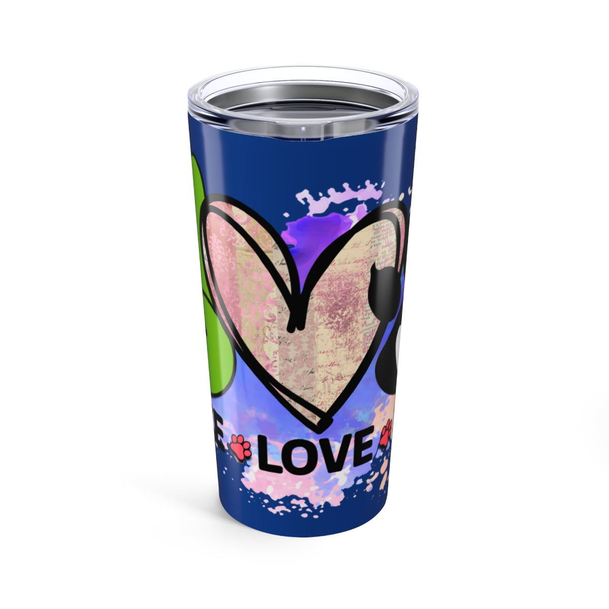 Peace Love Dogs Tumbler - 20oz Insulated Cup, Gift for Dog Lovers