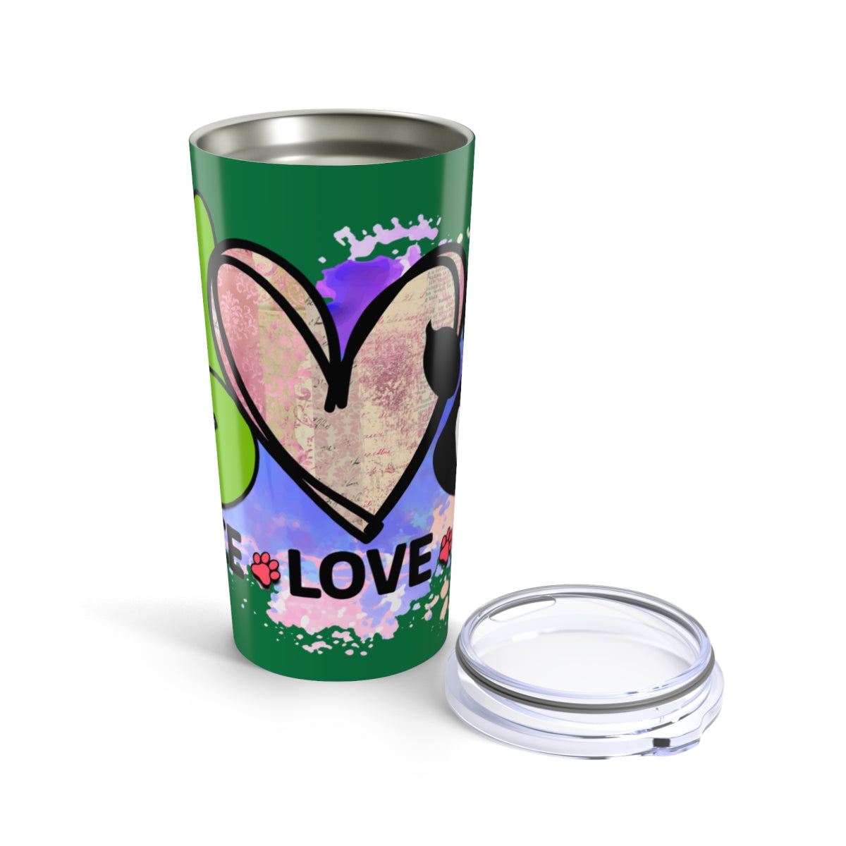 Peace Love Dogs Tumbler - 20oz Insulated Cup, Gift for Dog Lovers