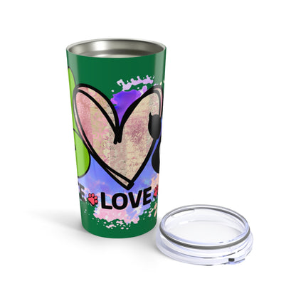 Peace Love Dogs Tumbler - 20oz Insulated Cup, Gift for Dog Lovers