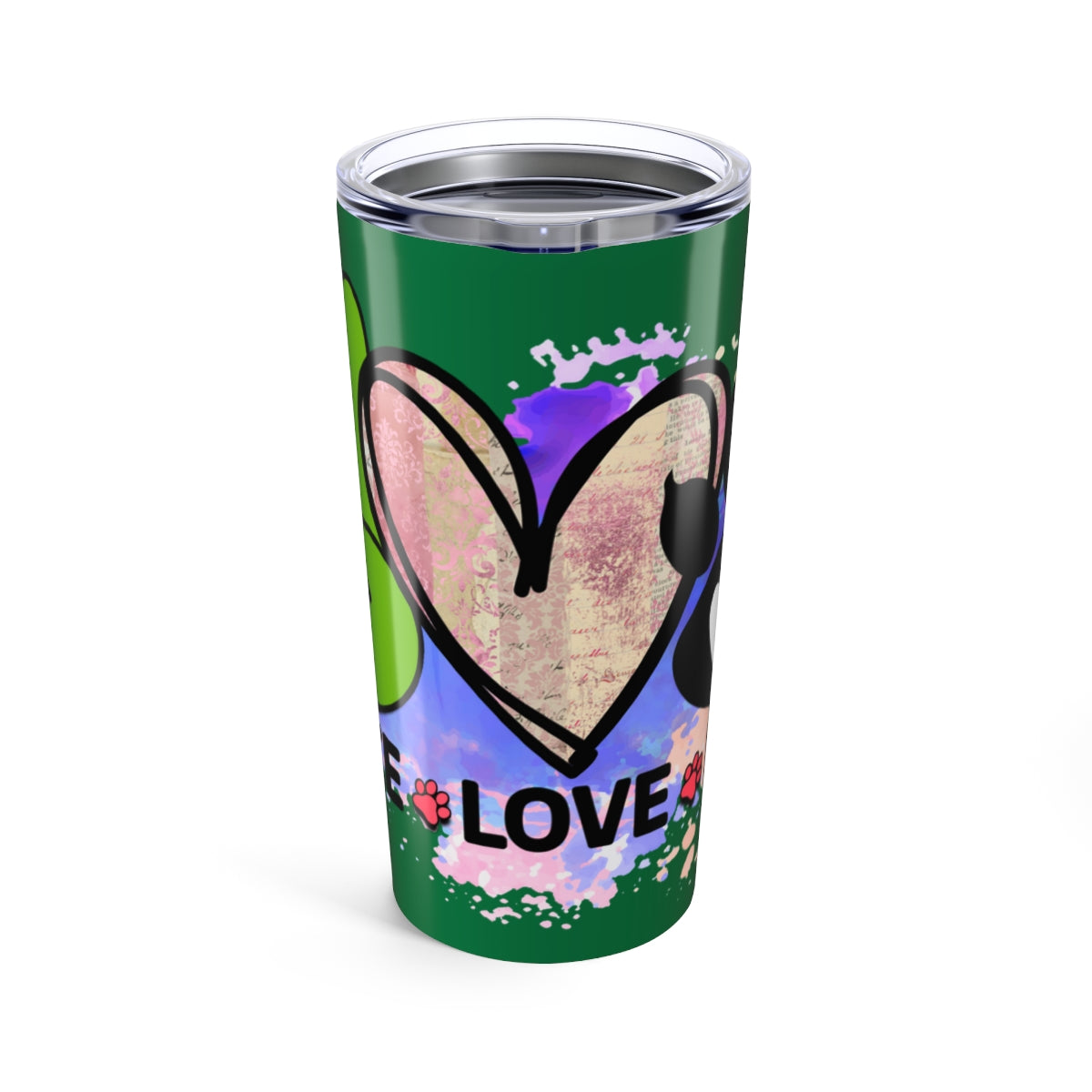 Peace Love Dogs Tumbler - 20oz Insulated Cup, Gift for Dog Lovers