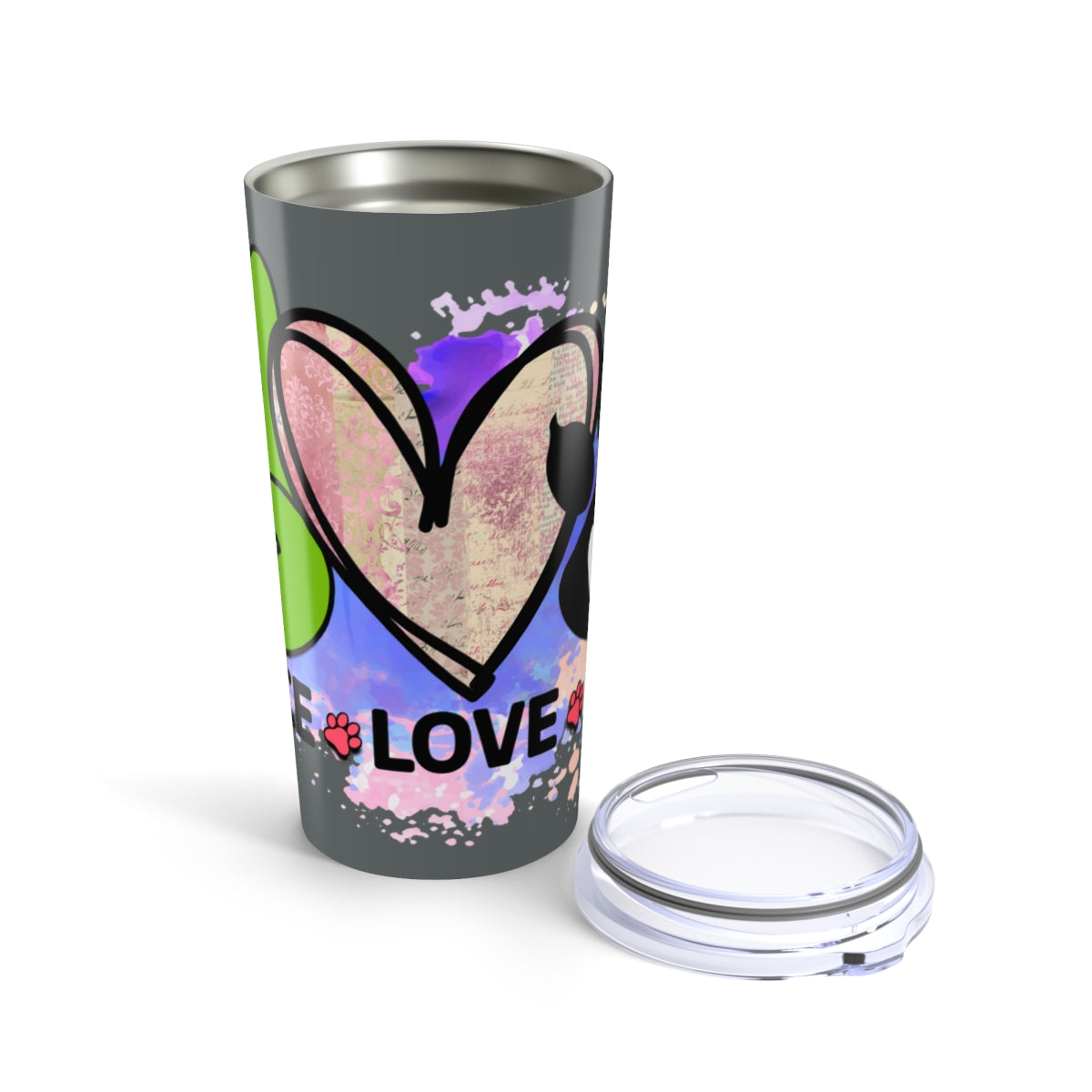 Peace Love Dogs Tumbler - 20oz Insulated Cup, Gift for Dog Lovers