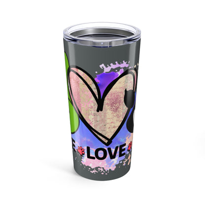 Peace Love Dogs Tumbler - 20oz Insulated Cup, Gift for Dog Lovers