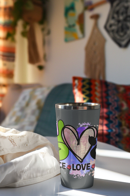 Peace Love Dogs Tumbler - 20oz Insulated Cup, Gift for Dog Lovers
