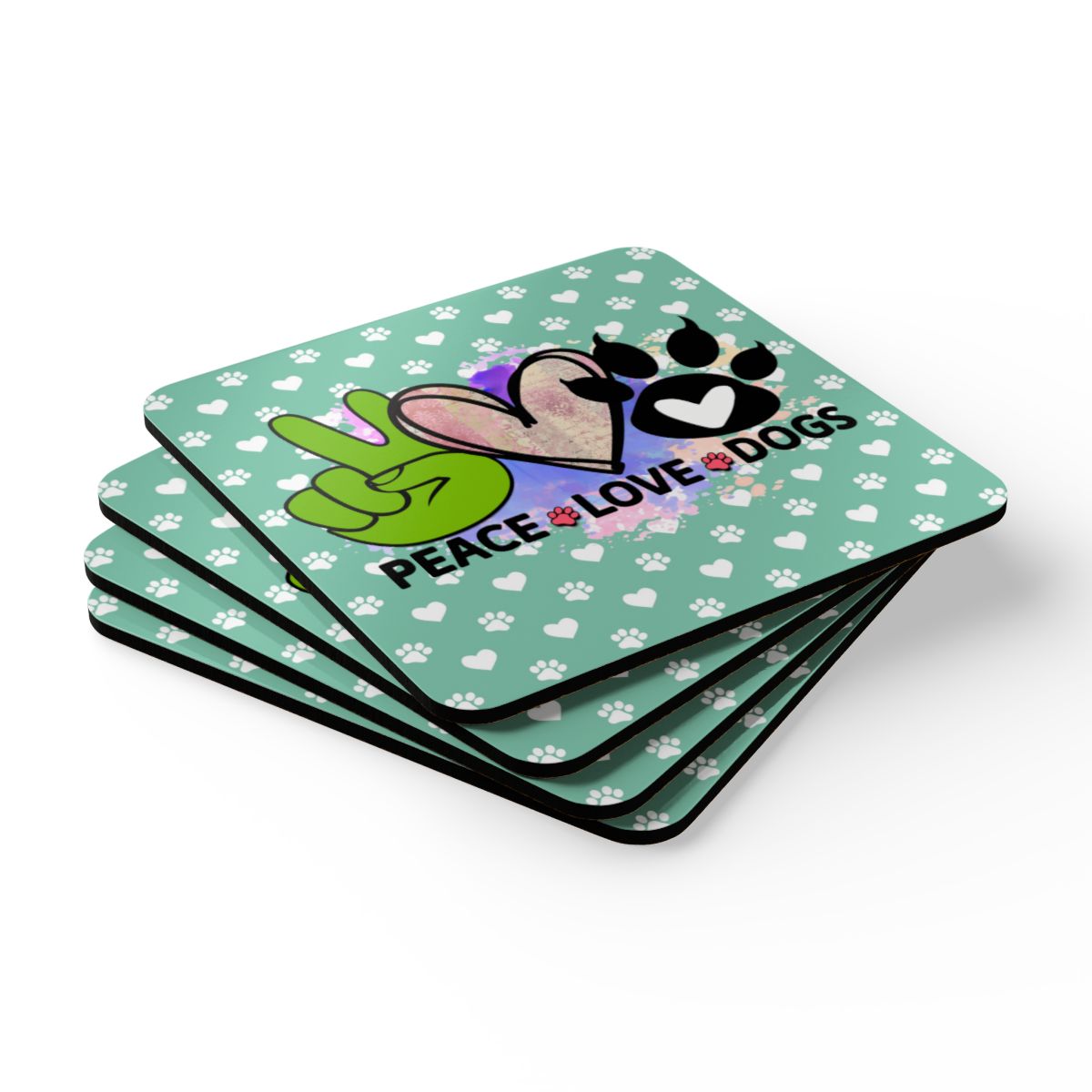Peace Love Dogs Coaster Set – Cute Gift for Dog Lovers & Owners
