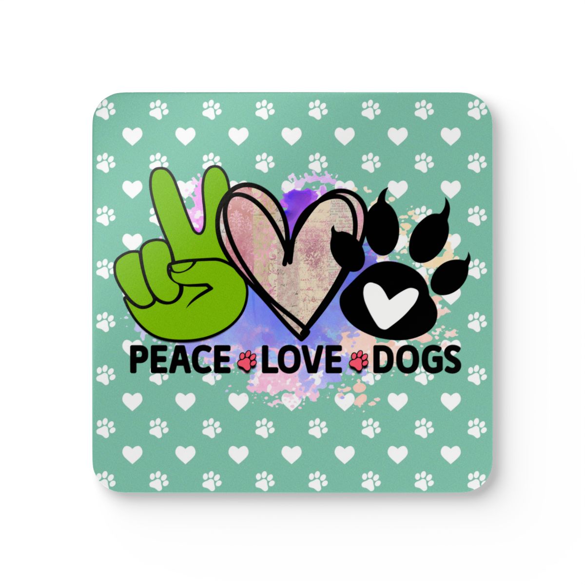 Peace Love Dogs Coaster Set – Cute Gift for Dog Lovers & Owners