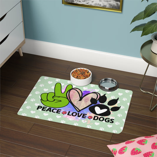Peace Love Dogs Pet Food Mat – Non-Slip, Easy-to-Clean Dog Mat