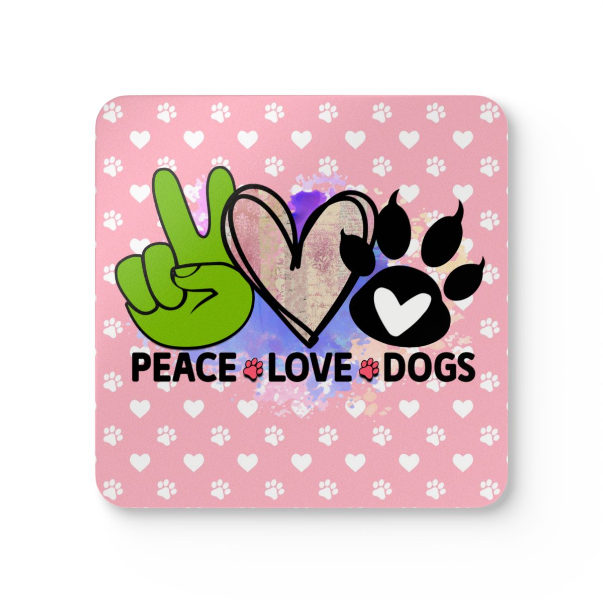 Peace Love Dogs Coaster Set – Cute Gift for Dog Lovers & Owners