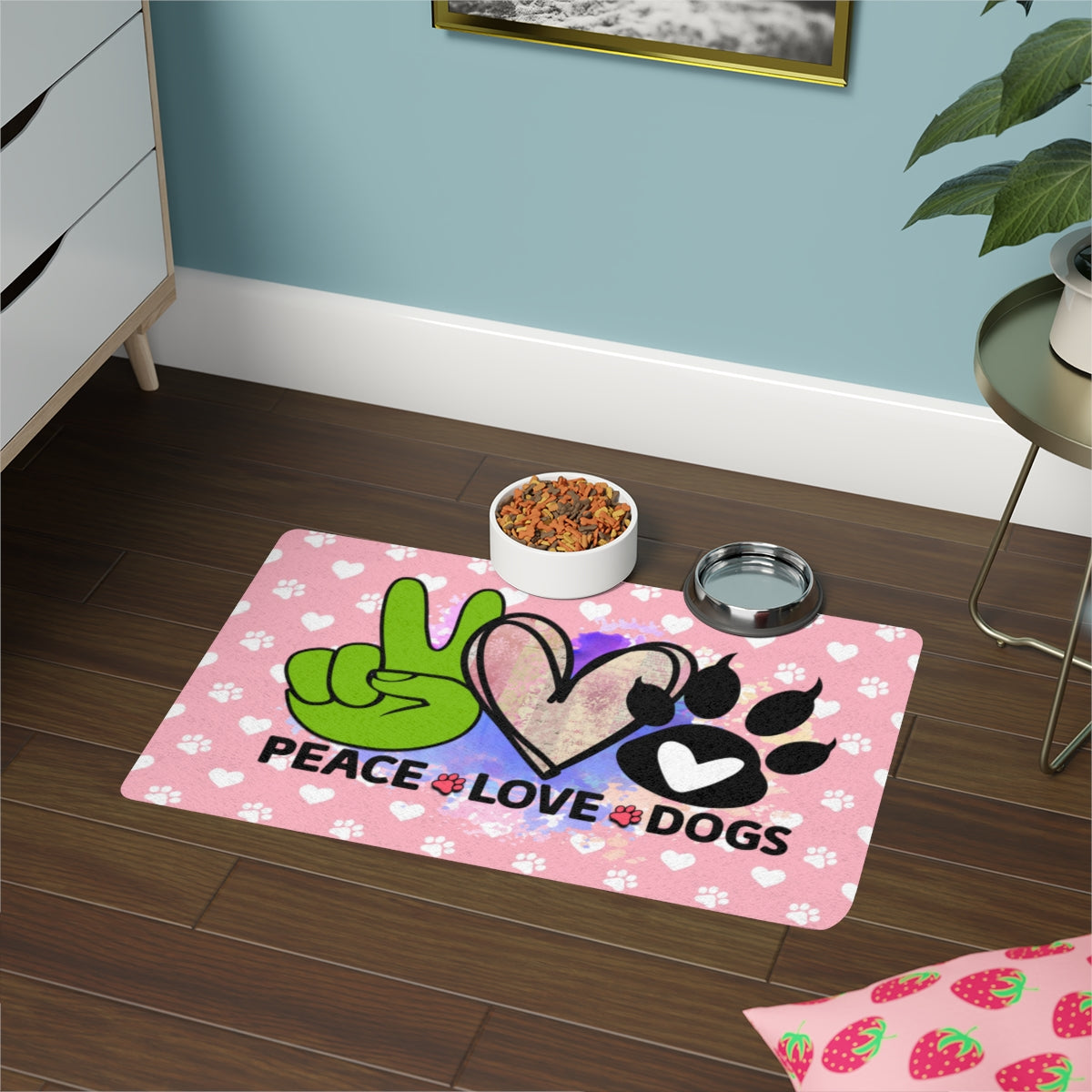 Peace Love Dogs Pet Food Mat – Non-Slip, Easy-to-Clean Dog Mat