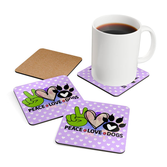 Peace Love Dogs Coaster Set – Cute Gift for Dog Lovers & Owners