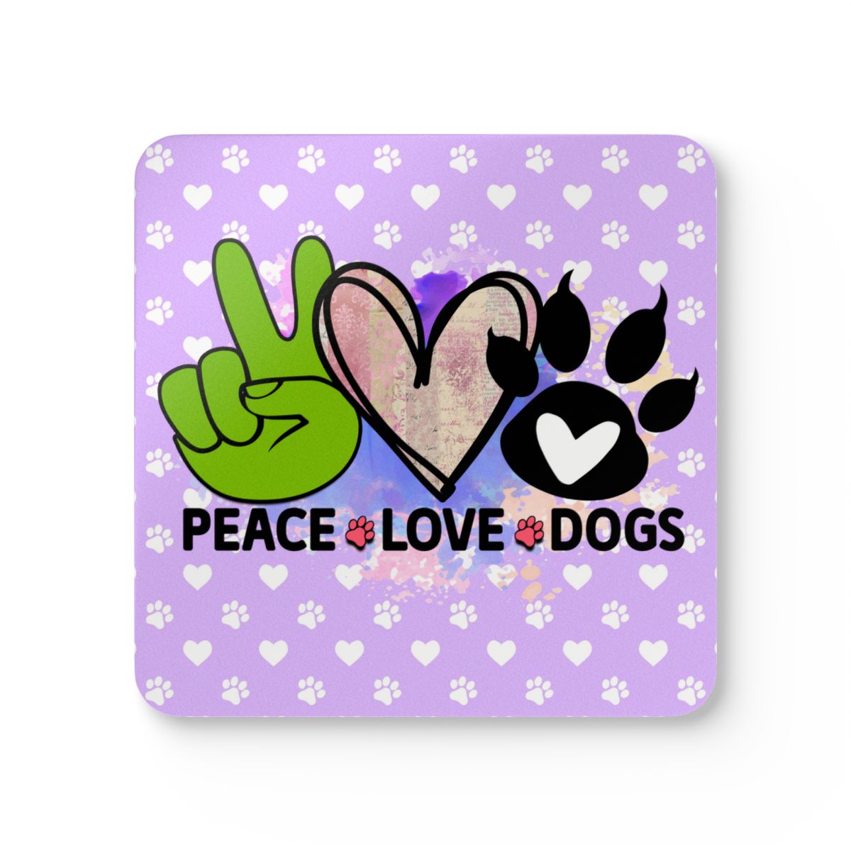 Peace Love Dogs Coaster Set – Cute Gift for Dog Lovers & Owners