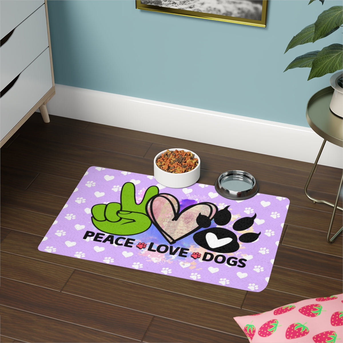 Peace Love Dogs Pet Food Mat – Non-Slip, Easy-to-Clean Dog Mat