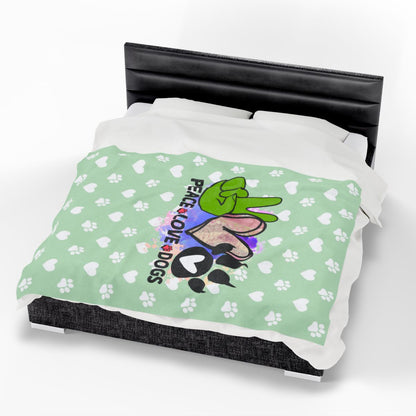 Peace Love Dogs Blanket – Soft & Cozy Gift for Dog Lovers