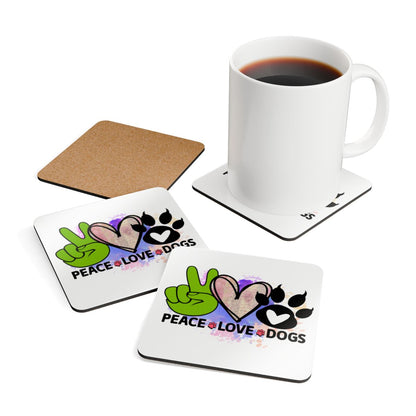 Peace Love Dogs Coaster Set – Cute Gift for Dog Lovers & Owners