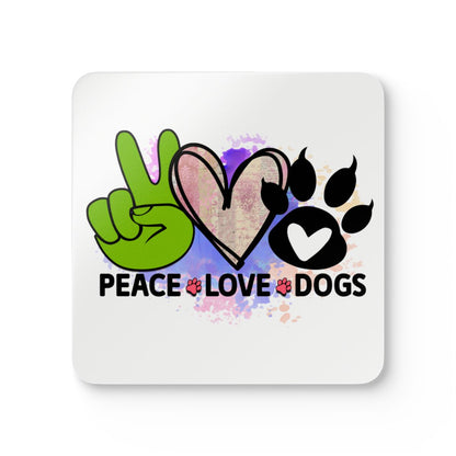 Peace Love Dogs Coaster Set – Cute Gift for Dog Lovers & Owners