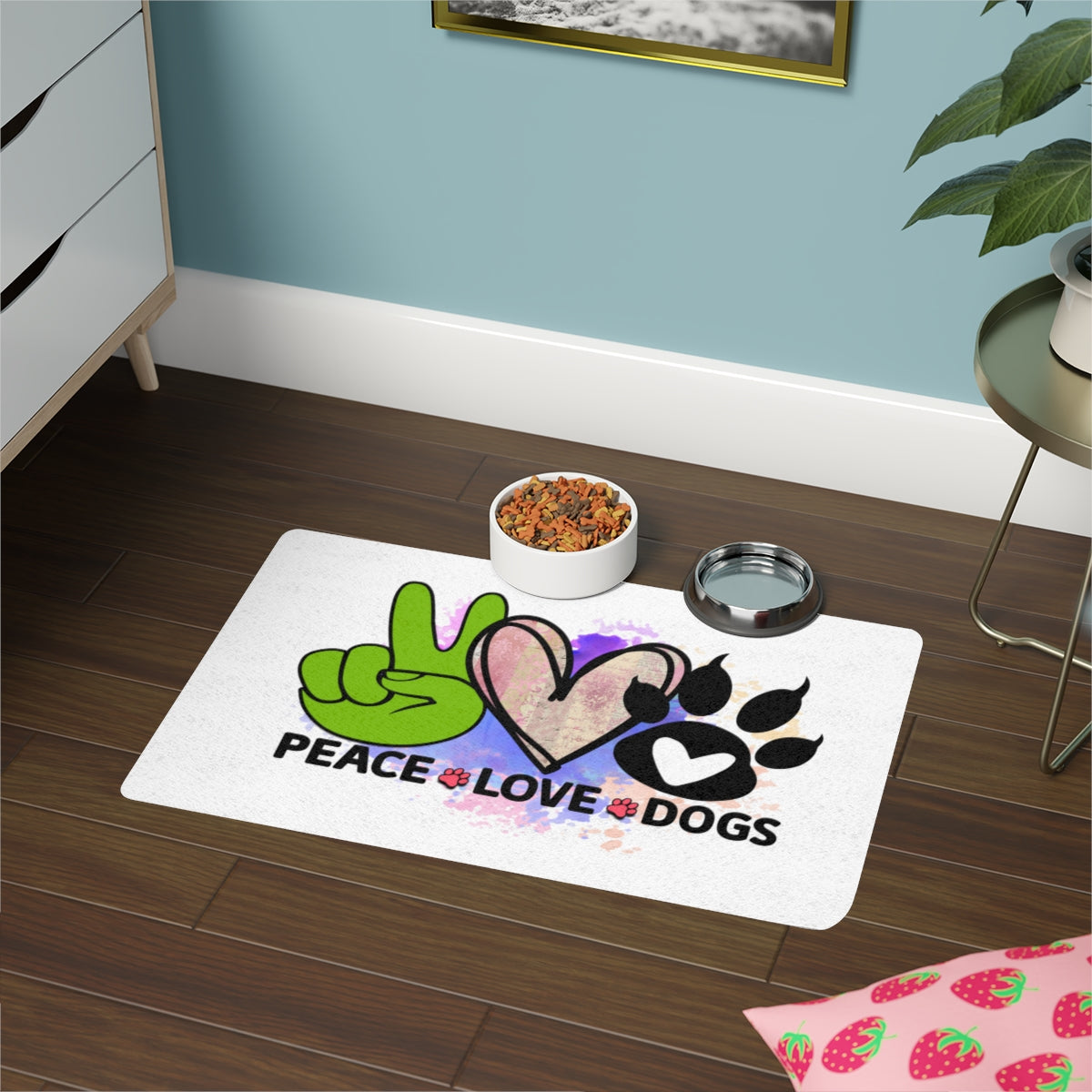 Peace Love Dogs Pet Food Mat – Non-Slip, Easy-to-Clean Dog Mat