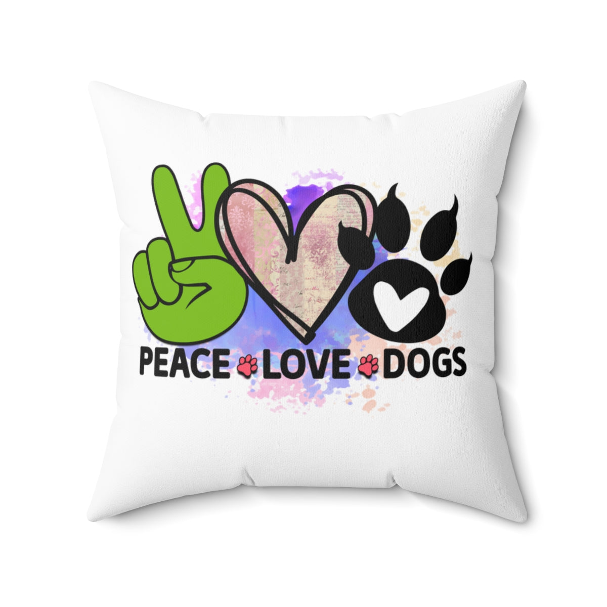 Peace Love Dogs Pillow – Cozy Gift for Dog Lovers & Pet Owners
