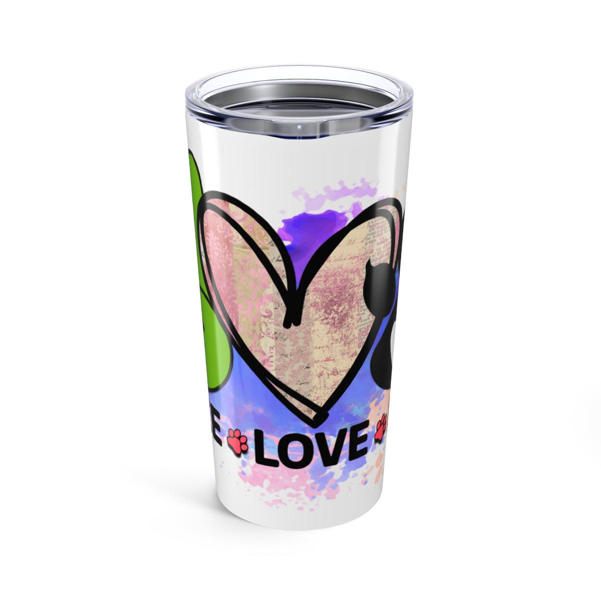 Peace Love Dogs Tumbler - 20oz Insulated Cup, Gift for Dog Lovers