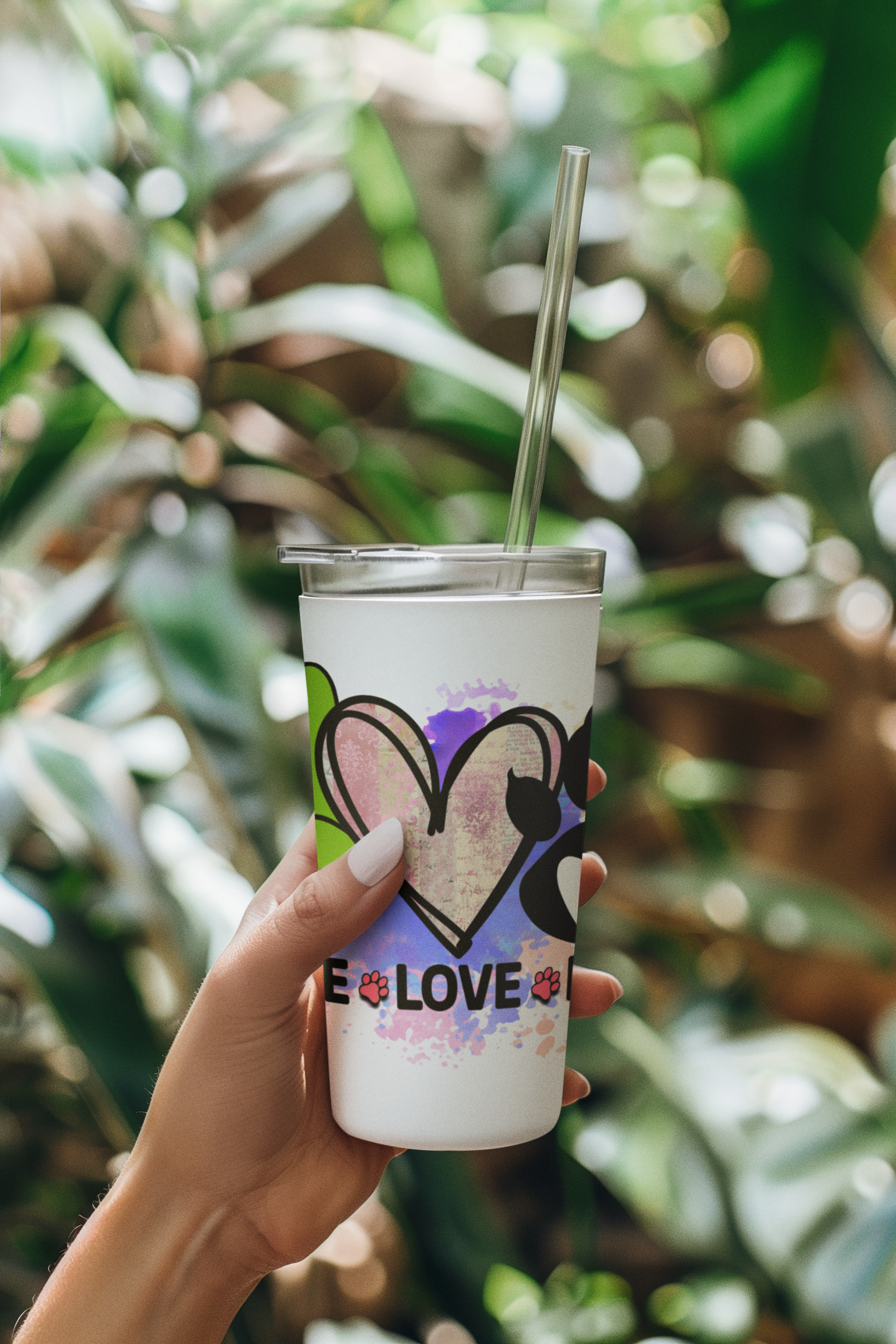 Peace Love Dogs Tumbler - 20oz Insulated Cup, Gift for Dog Lovers