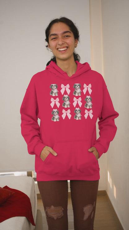 Shih Tzu with Pink Bows Hoodie - Cozy Gift for Shih Tzu Lovers and Moms