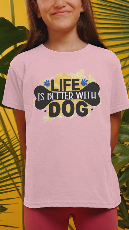 Life Is Better With Dog Youth Shirt - Perfect Gift for Kids & Dog Lovers