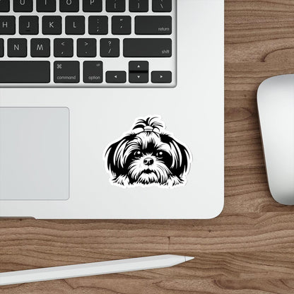 Shih-Tzu-Black-and-White- Die-Cut Stickers - Shih Tzu Gifts