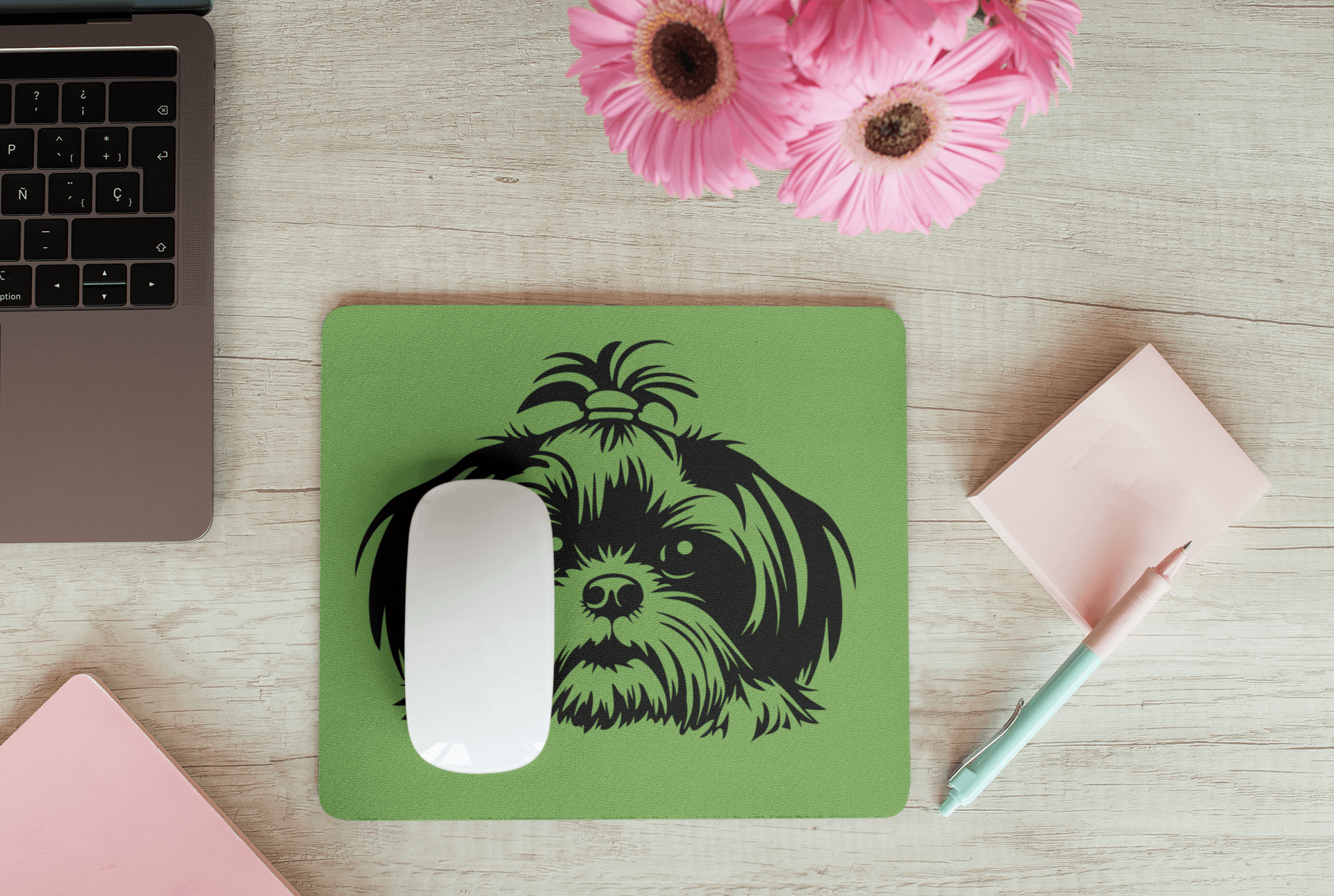Shih-Tzu-Black-and White-white- Mouse Pad (Rectangle) - Shih Tzu Gifts