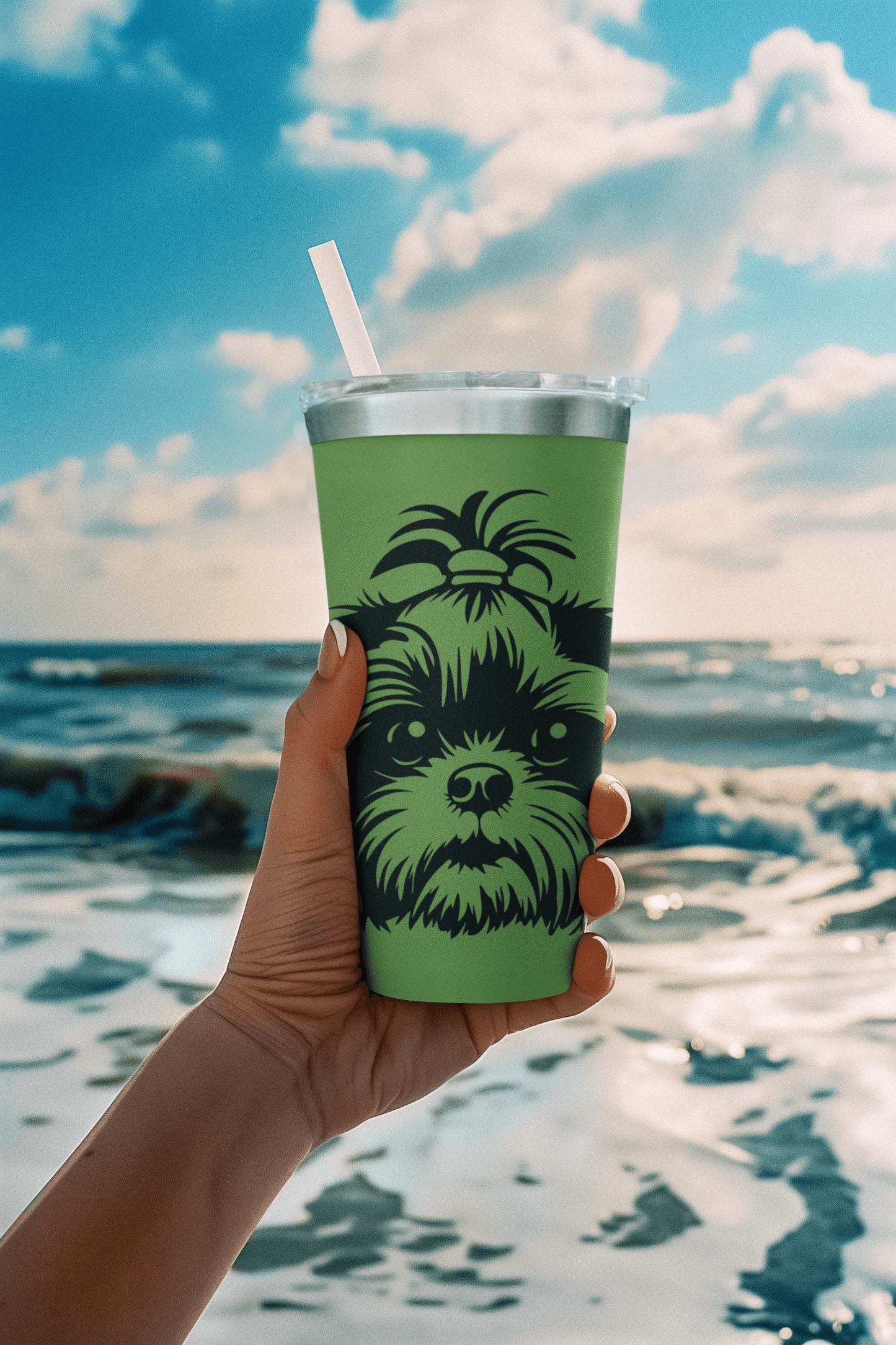 Shih-Tzu-Black-and-White-white-Tumbler 20oz - Shih Tzu Gifts