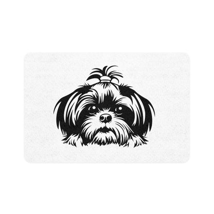 Shih-Tzu-Black-and-White-Pet Food Mat-white (12x18) - Shih Tzu Gifts