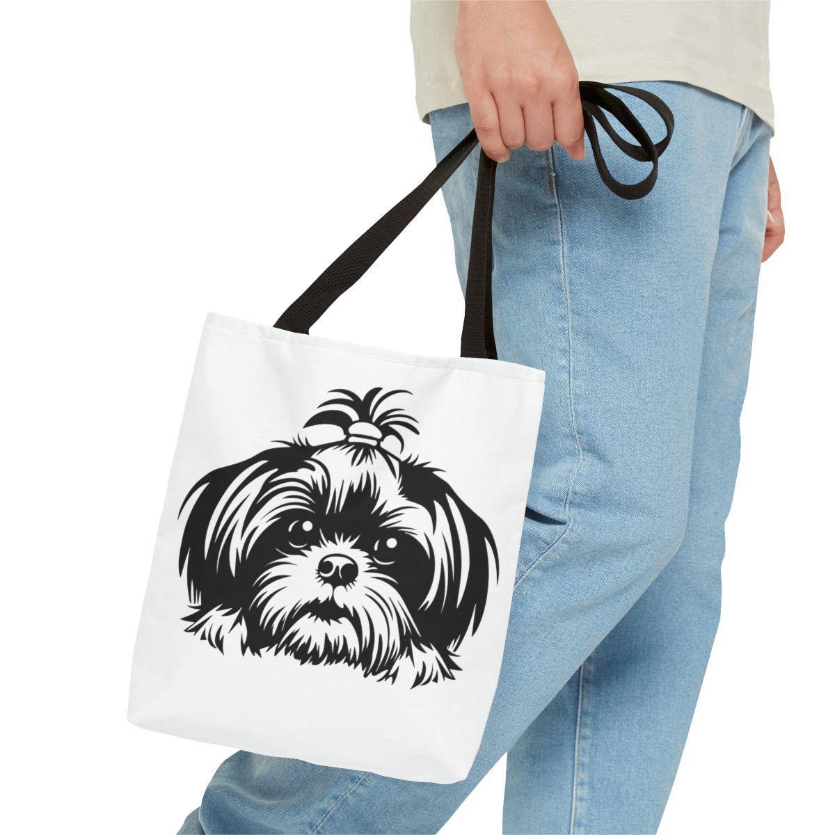Shih-Tzu-Black-and -White-white-Tote Bag - Shih Tzu Gifts