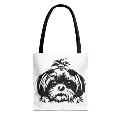 Shih-Tzu-Black-and -White-white-Tote Bag - Shih Tzu Gifts
