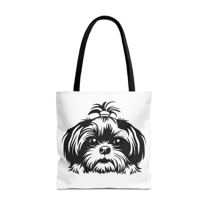 Shih-Tzu-Black-and -White-white-Tote Bag - Shih Tzu Gifts